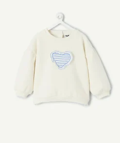 Sweat bébé fille blanc à motif cœur