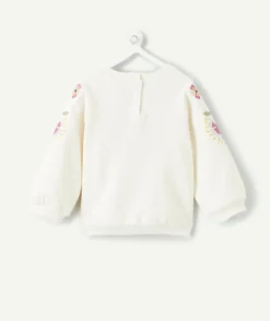 Sweat bébé fille broderie fleurs