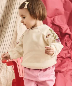 Sweat bébé fille broderie fleurs