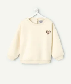 Sweat bébé fille écru cœur léopard