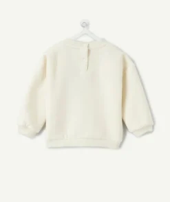 Sweat bébé fille écru imprimé cœur