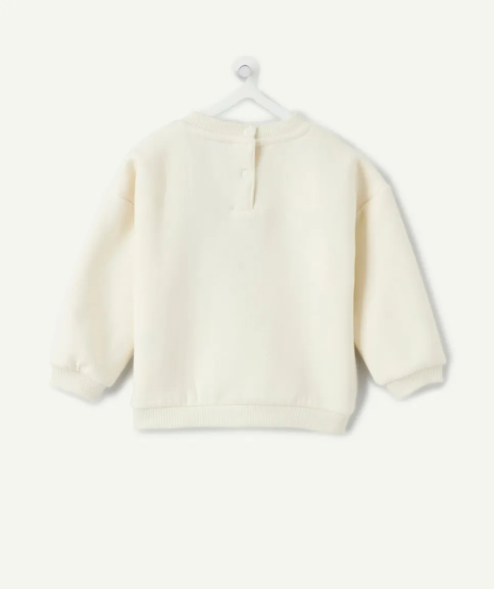 Sweat bébé fille écru imprimé cœur