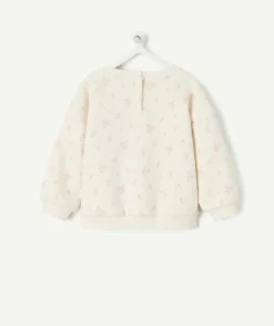 Sweat bébé fille écru imprimé fleurs