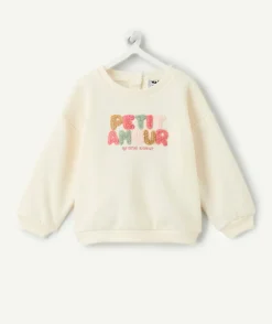 Sweat bébé fille écru message bouclette