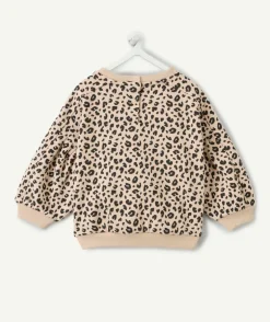 Sweat bébé fille imprimé léopard manches bouffantes