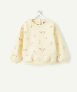 Sweat bébé fille jaune imprimé floral