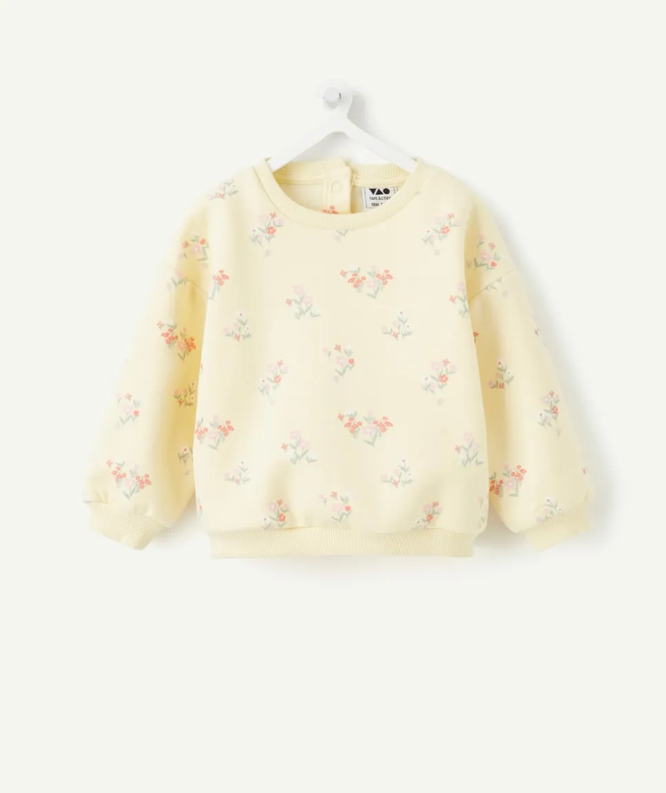 Sweat bébé fille jaune imprimé floral