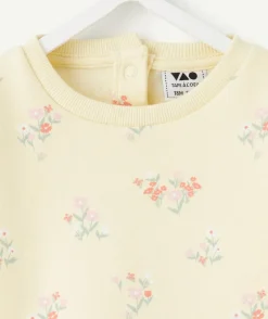 Sweat bébé fille jaune imprimé floral