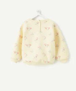Sweat bébé fille jaune imprimé floral