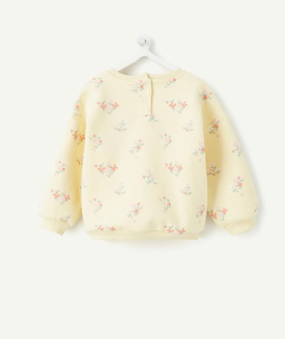 Sweat bébé fille jaune imprimé floral