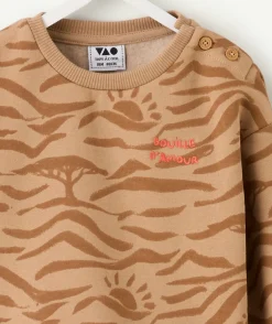 Sweat bébé garçon beige imprimé jungle