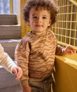 Sweat bébé garçon beige imprimé jungle
