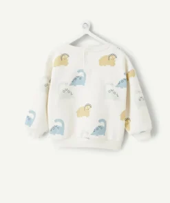 Sweat bébé garçon blanc imprimé dinosaures