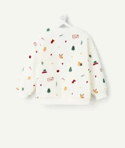 Sweat bébé garçon blanc imprimé fantaisie