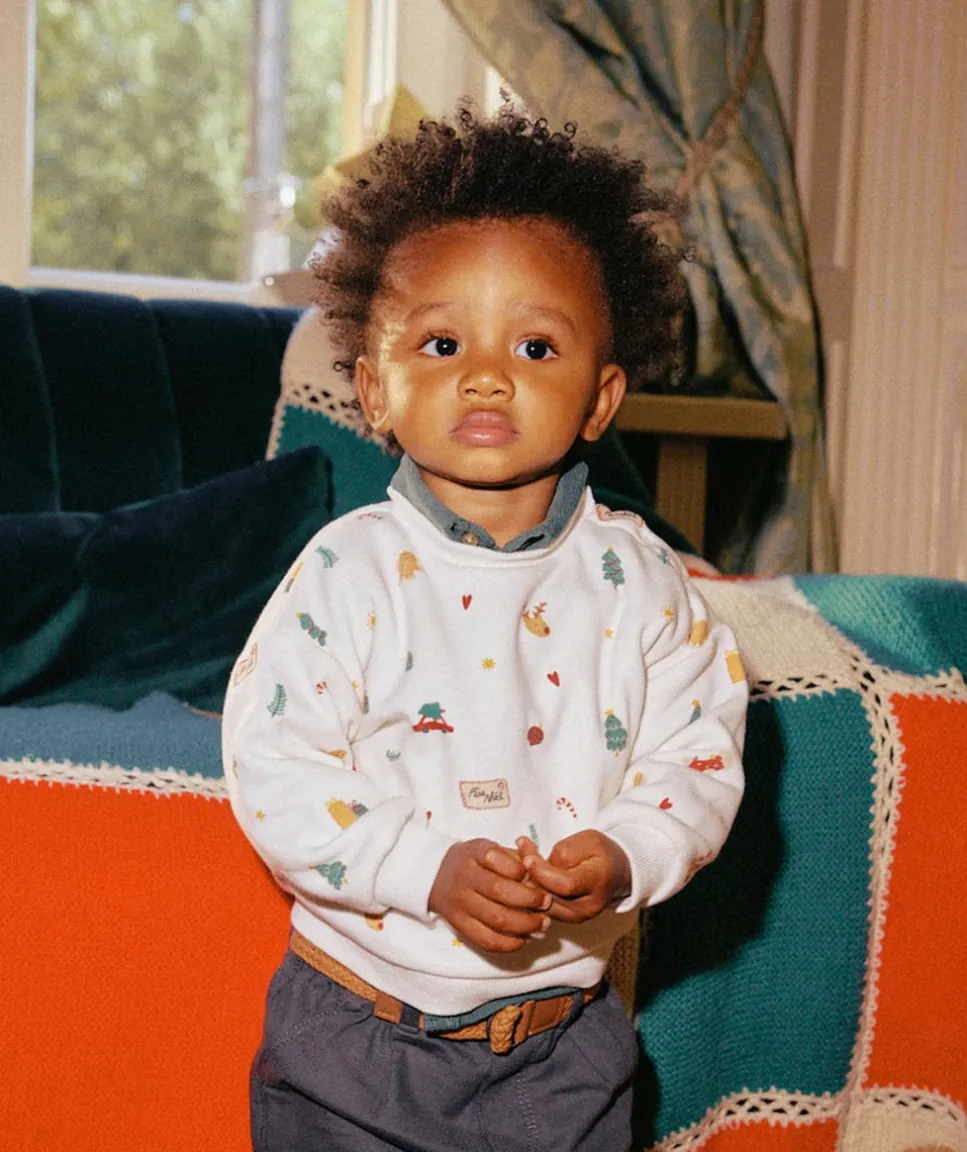 Sweat bébé garçon blanc imprimé fantaisie
