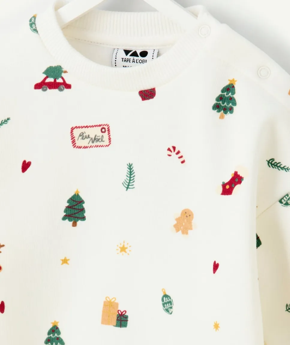 Sweat bébé garçon blanc imprimé fantaisie