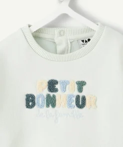 Sweat bébé garçon blanc imprimé message
