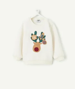 Sweat bébé garçon blanc imprimé renne