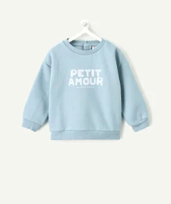 Sweat bébé garçon bleu imprimé message