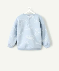 Sweat bébé garçon bleu imprimé océan