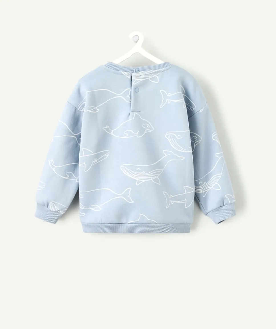 Sweat bébé garçon bleu imprimé océan