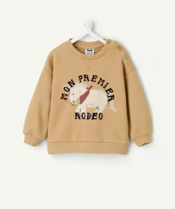 Sweat bébé garçon camel imprimé rodéo