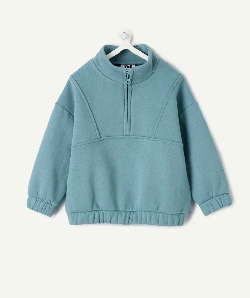 Sweat bébé garçon col zippé bleu