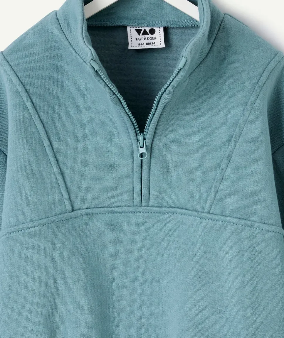 Sweat bébé garçon col zippé bleu