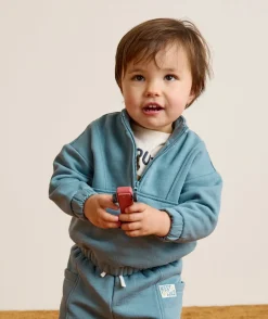 Sweat bébé garçon col zippé bleu