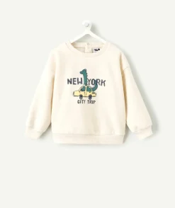 Sweat bébé garçon écru imprimé dino