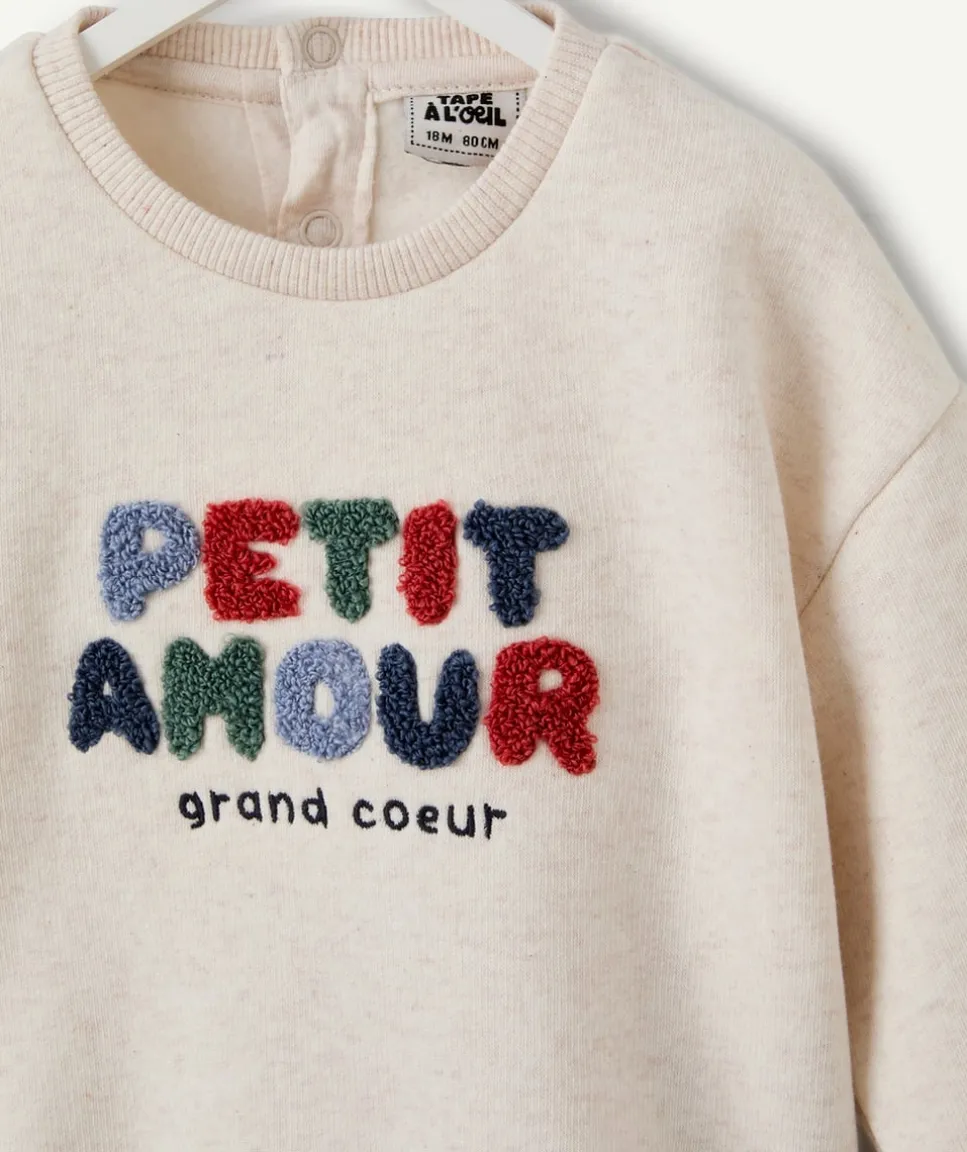 Sweat bébé garçon écru message bouclette