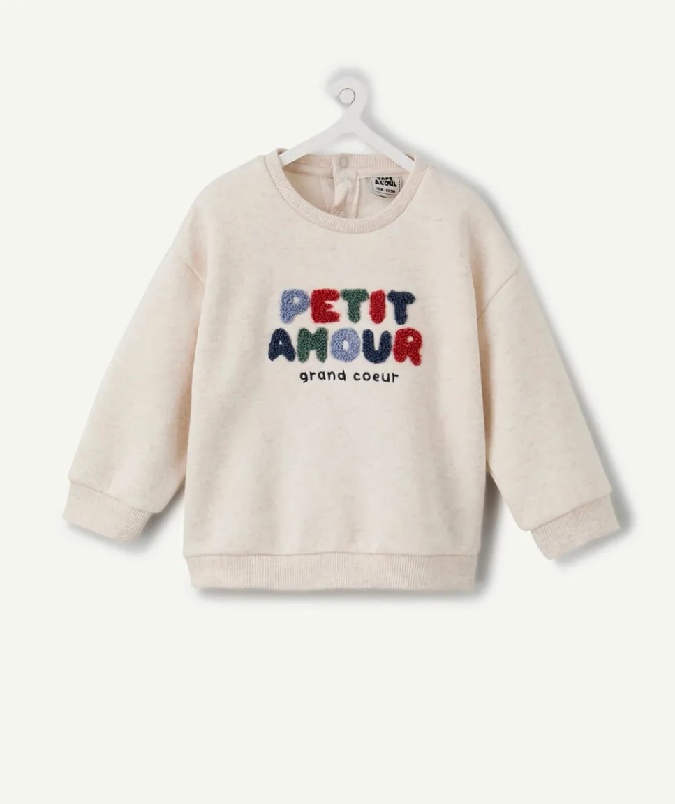 Sweat bébé garçon écru message bouclette