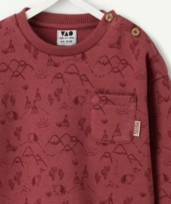 Sweat bébé garçon imprimé fantaisie bordeaux