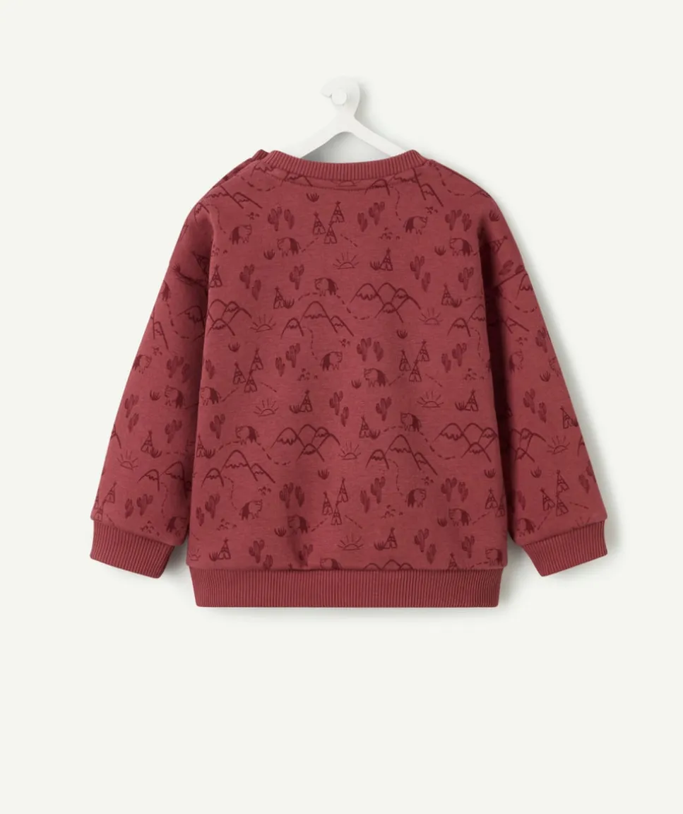 Sweat bébé garçon imprimé fantaisie bordeaux