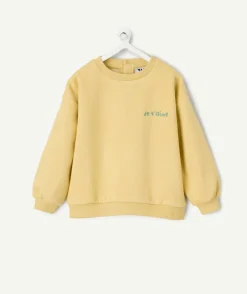 Sweat bébé garçon jaune avec message brodé