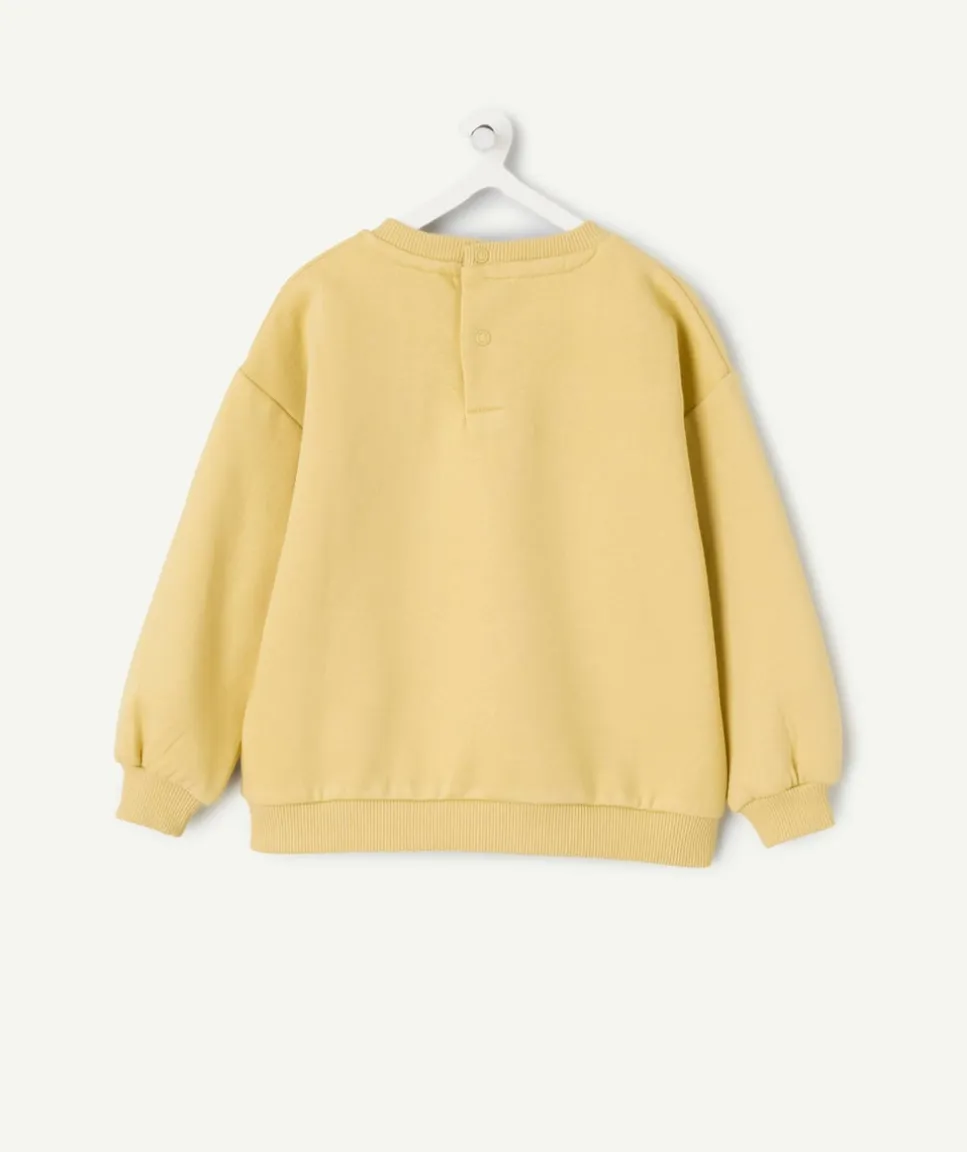 Sweat bébé garçon jaune avec message brodé
