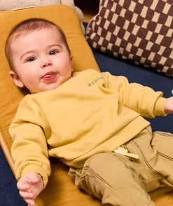 Sweat bébé garçon jaune avec message brodé