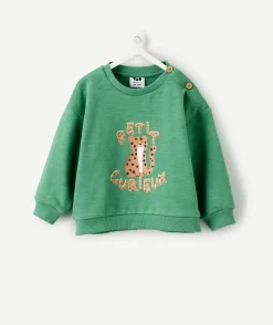 Sweat bébé garçon vert imprimé animal