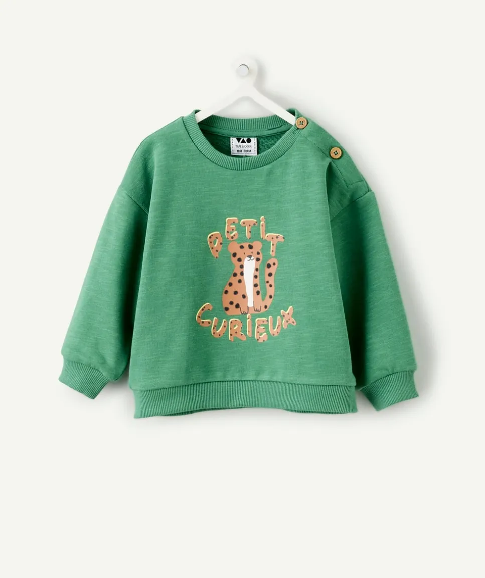Sweat bébé garçon vert imprimé animal