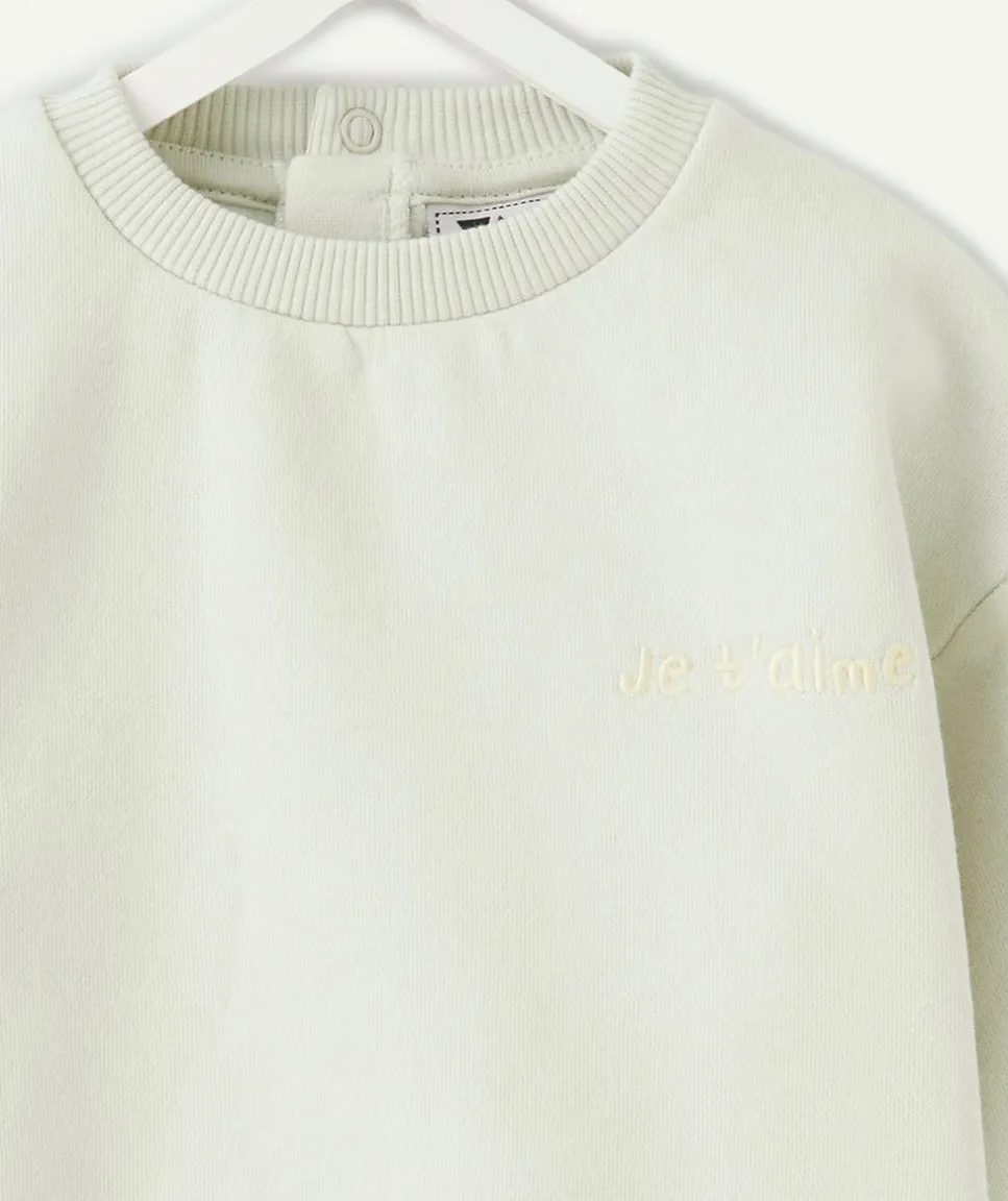 Sweat bébé garçon vert imprimé message
