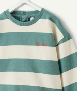 Sweat bébé garçon vert rayé