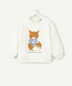 Sweat blanc bébé garçon imprimé renard