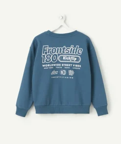 Sweat bleu garçon imprimé streetwear