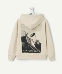 Sweat à capuche beige garçon
