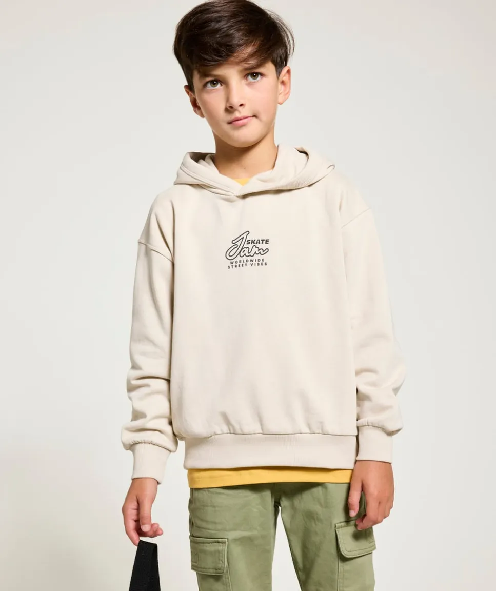 Sweat à capuche beige garçon