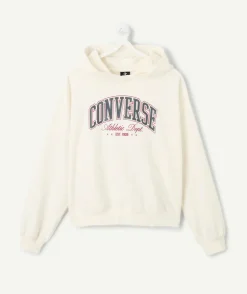 Sweat à capuche fille blanc imprimé