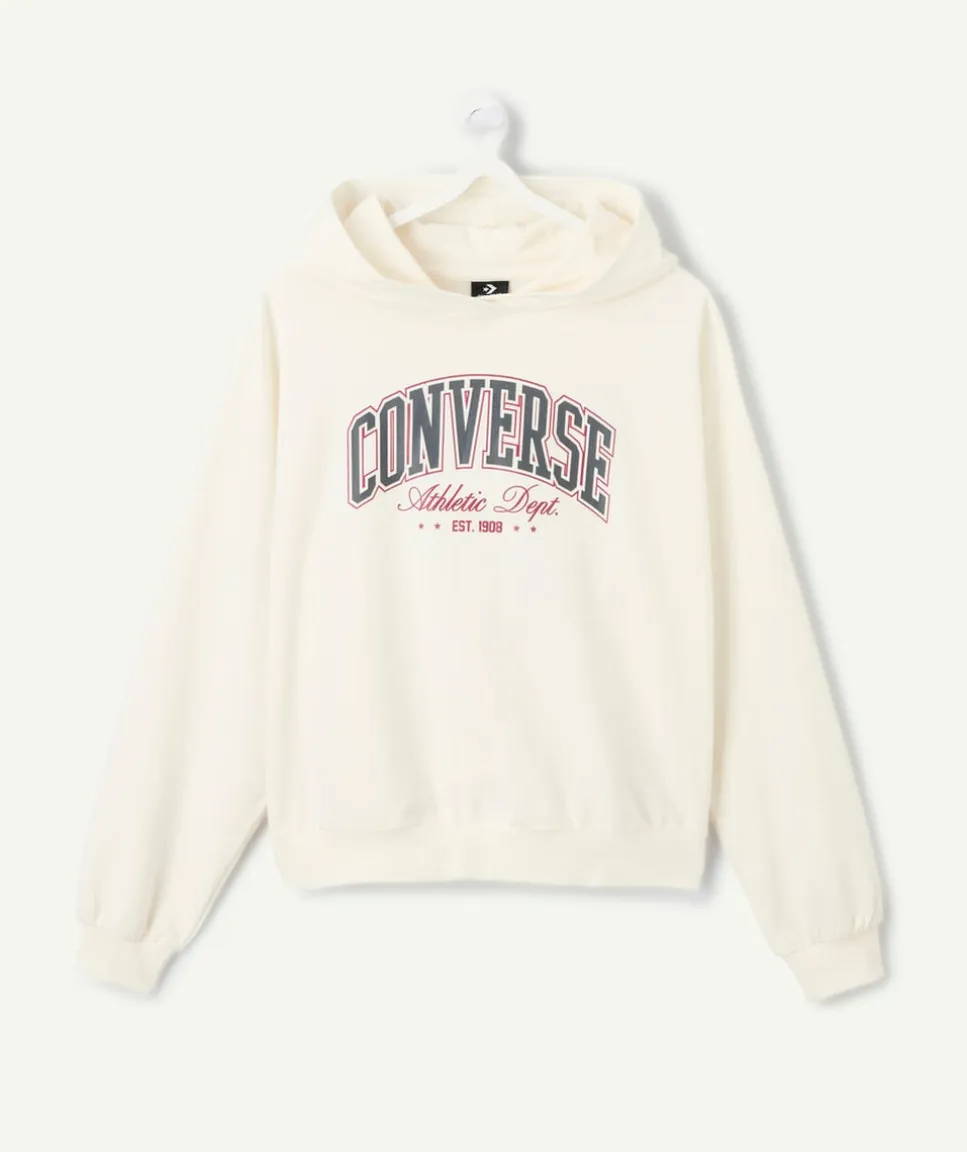 Sweat à capuche fille blanc imprimé