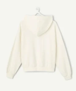 Sweat à capuche fille blanc imprimé