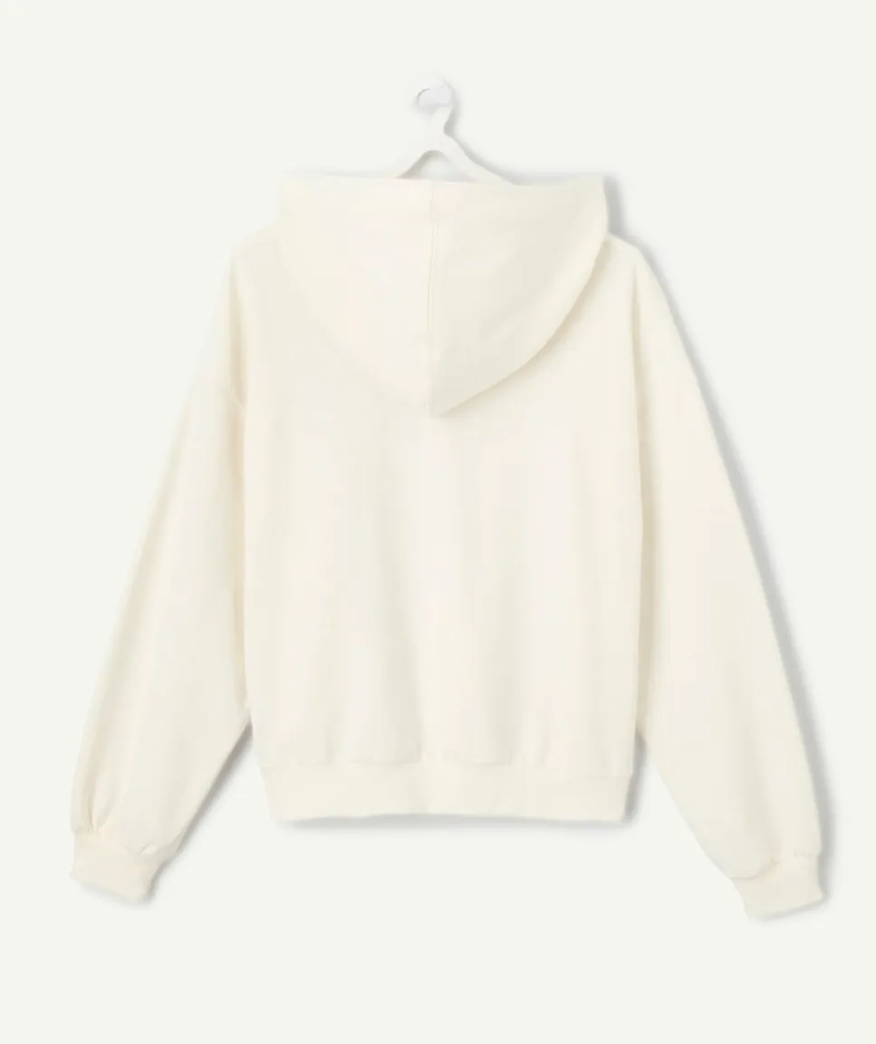 Sweat à capuche fille blanc imprimé