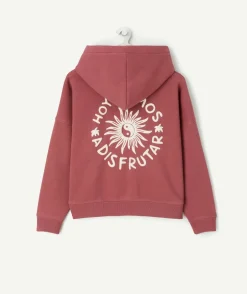 Sweat à capuche fille imprimé rouge
